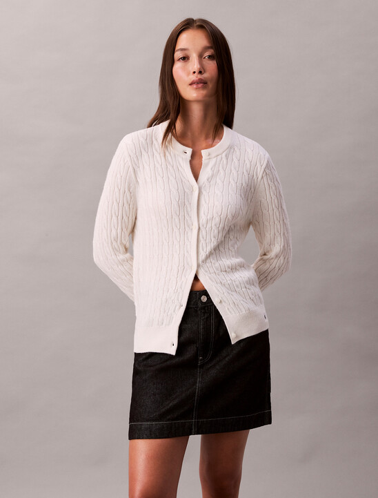 Merino Wool Blend Cable Cardigan