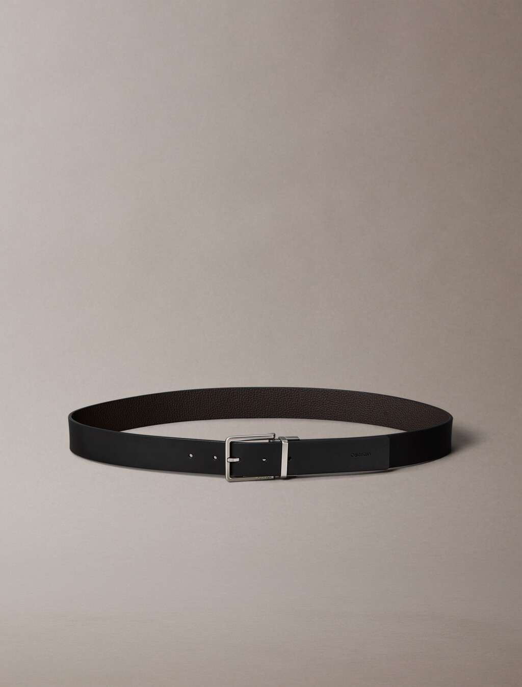 Reversible Full-Grain Leather Belt, Black/CK Dark Brown/Brushed Nickel, hi-res