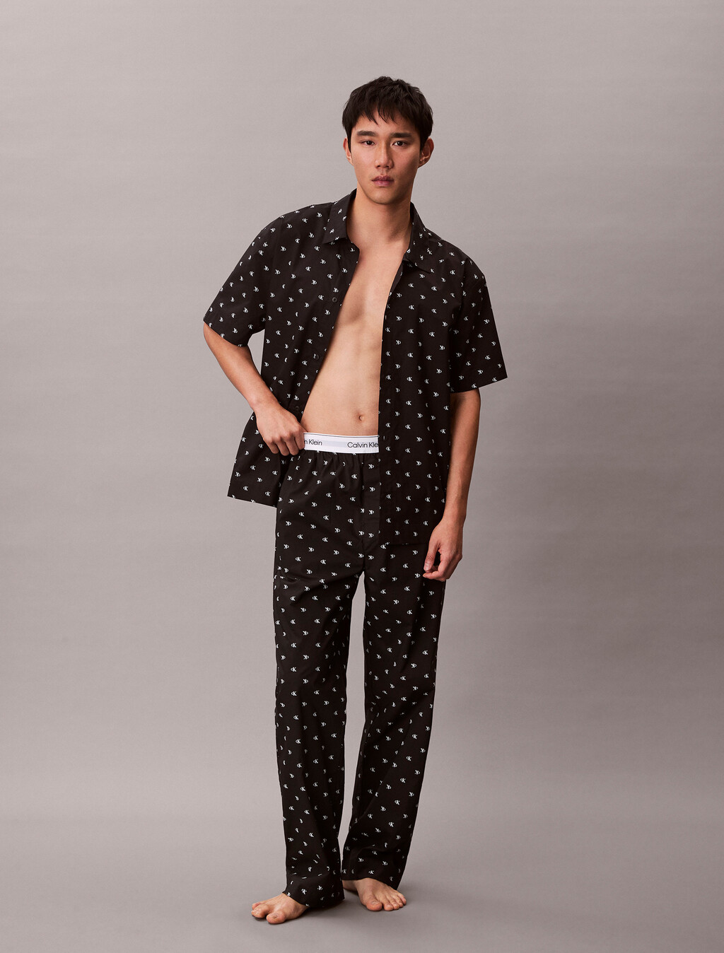 Cotton Poplin Sleep Shirt, DIAMOND LOGO BLACK, hi-res