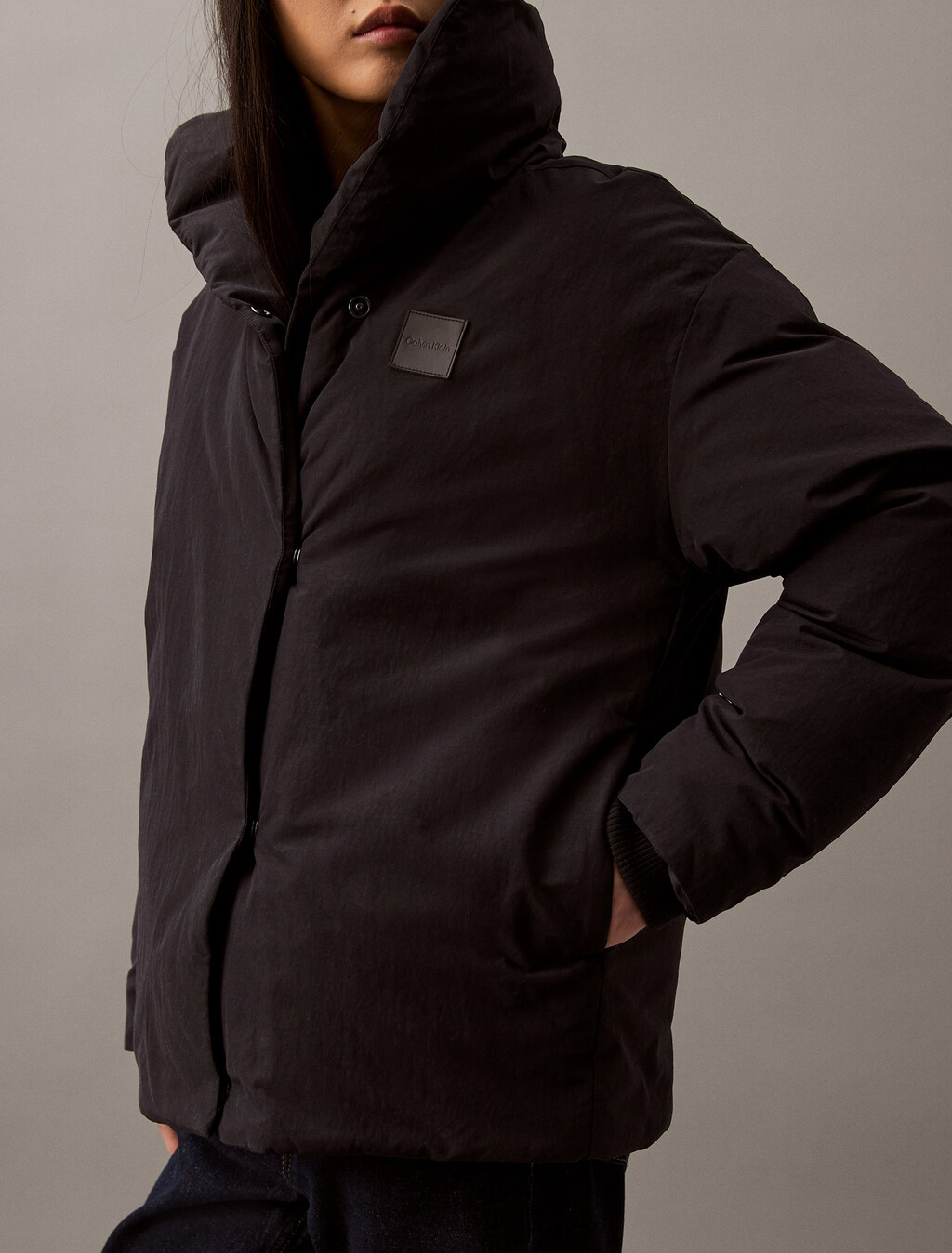 Heavyweight Cropped Puffer Coat, Black Beauty, hi-res