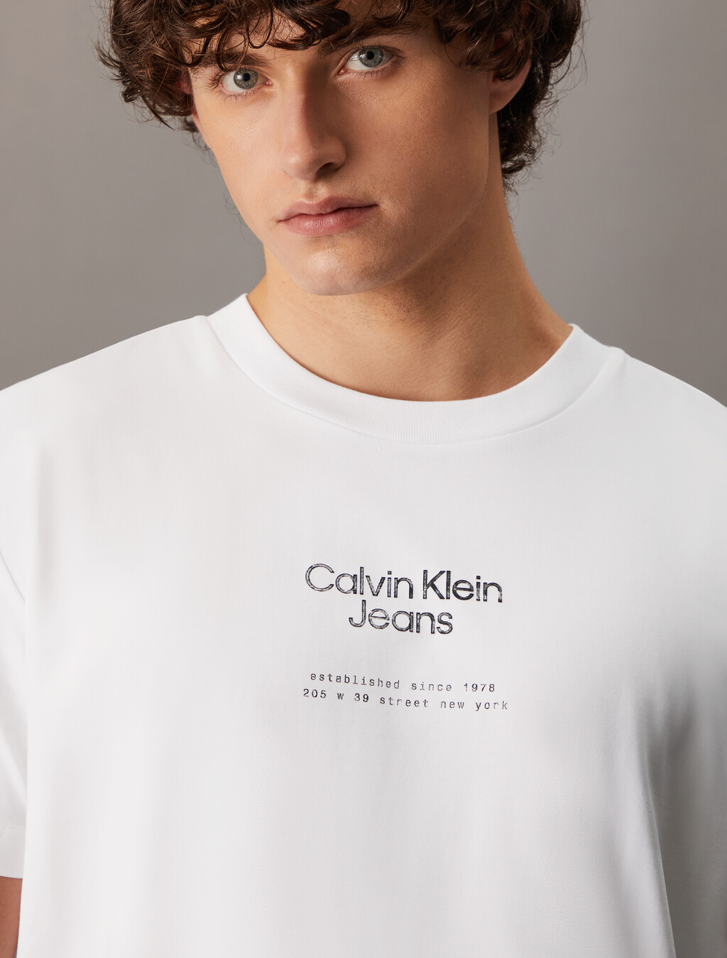 Textured Logo Smooth Cotton Tee, Bright White, hi-res