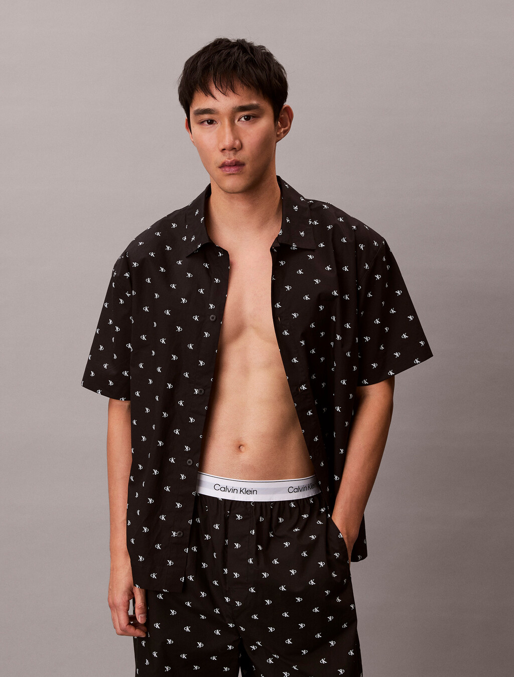 Cotton Poplin Sleep Shirt, DIAMOND LOGO BLACK, hi-res