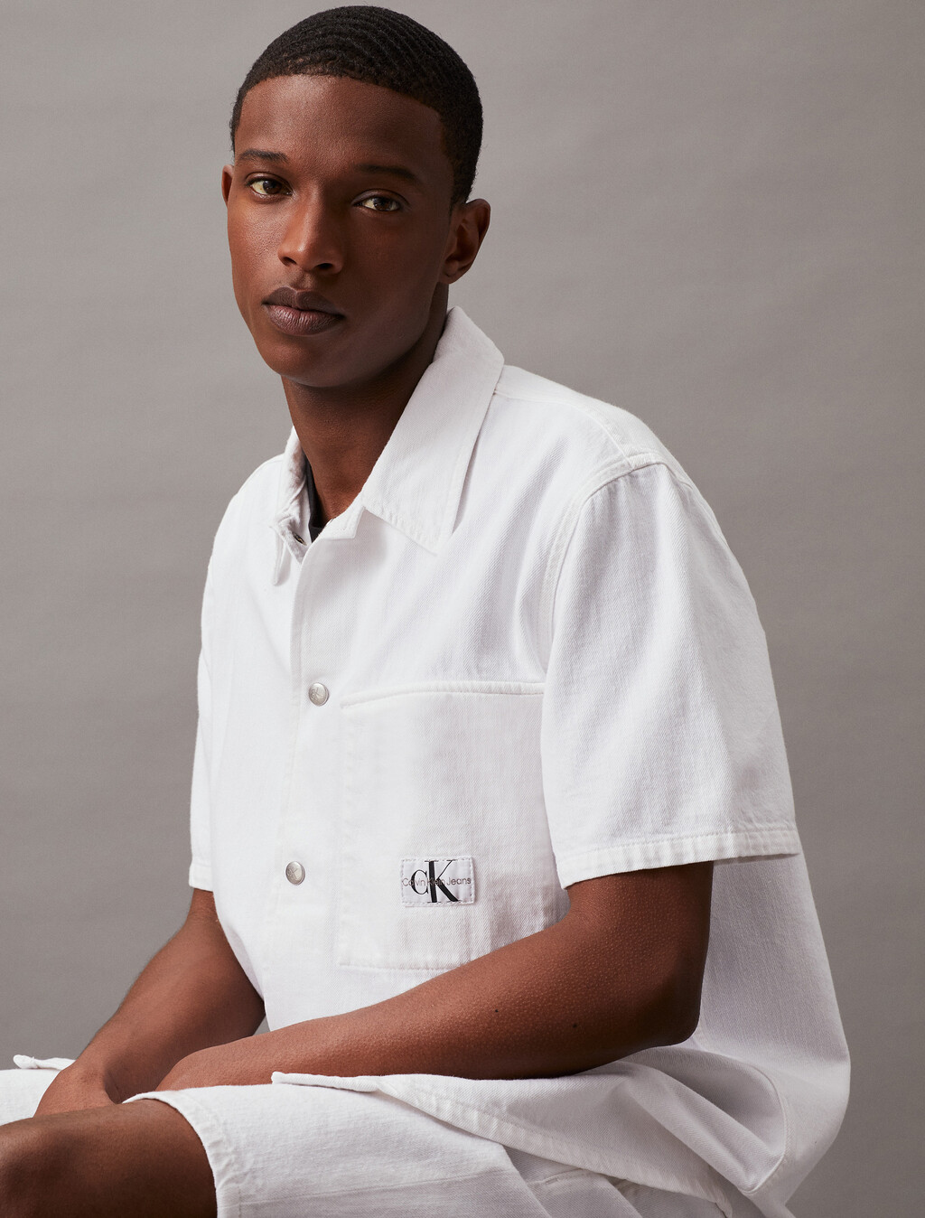 Denim Short Sleeve Shirt, Denim Light, hi-res