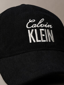 Bold Graphic Script Corduroy Baseball Cap, Black, hi-res