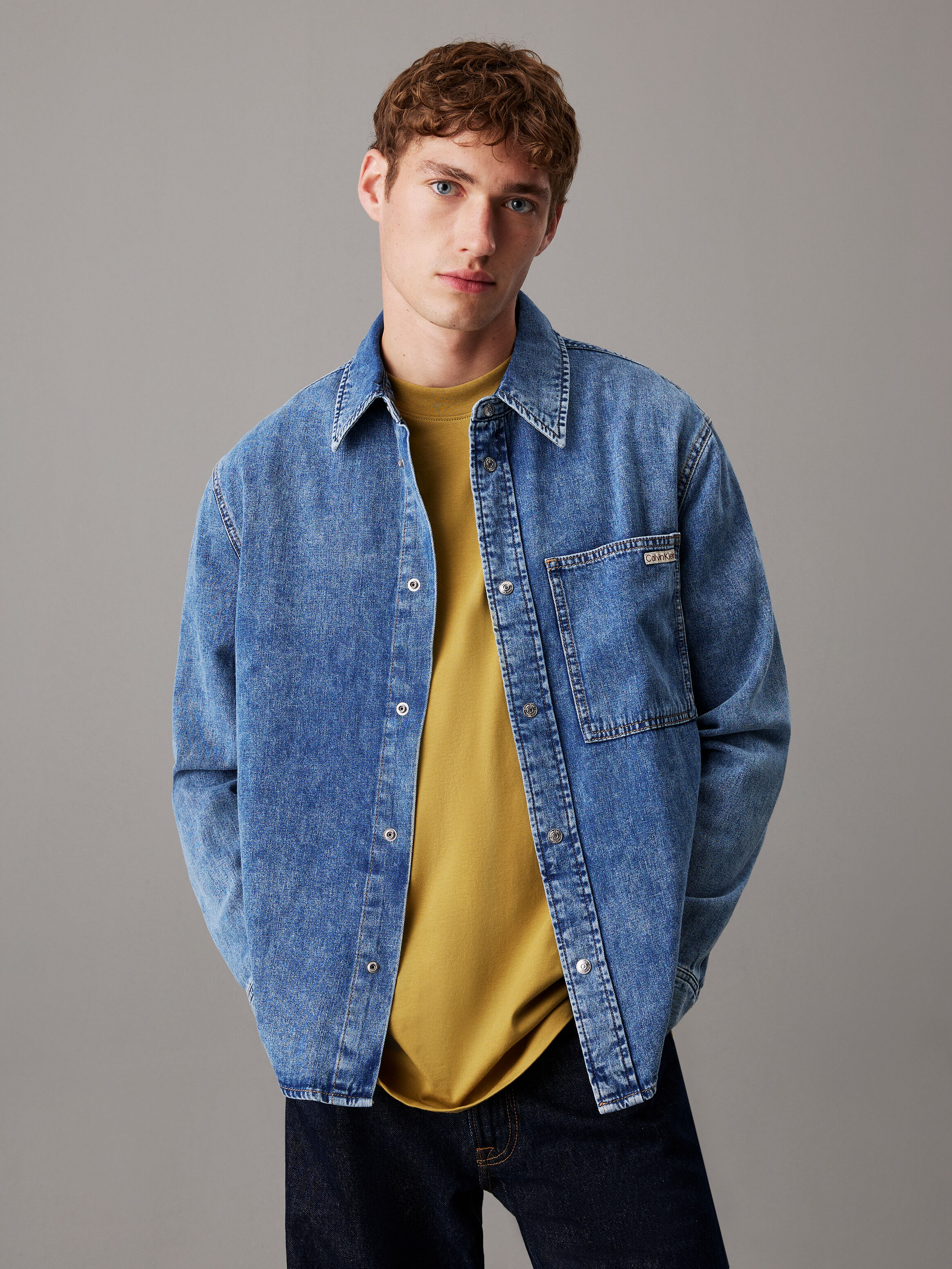 美品⭐︎CK JEANS Men's Relaxed Fit DenimShirt Buy Calvin Klein Jeans Solid Relaxed-Fit Denim Woven Shirt