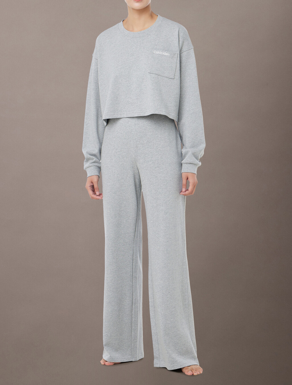 標誌棉質平紋布睡衣長褲, B10 Grey Heather, hi-res