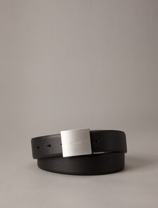 雙面銘牌搭扣皮帶, Black/Bitter Brown, hi-res