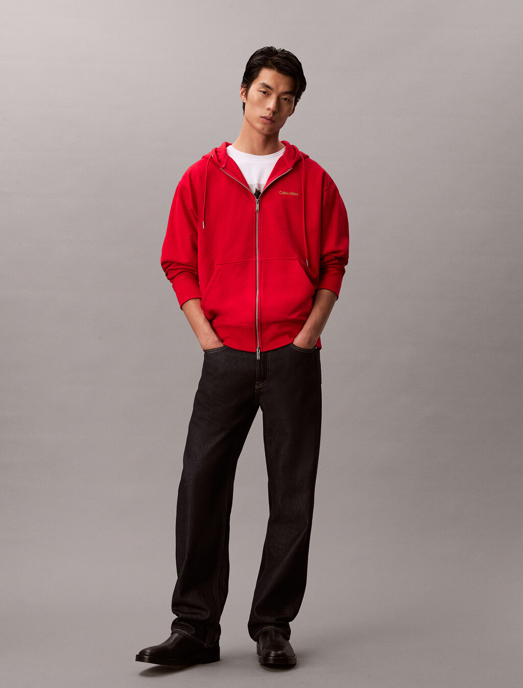 Lunar New Year Heavyweight Terry Zip Up Hoodie, Chinese Red, hi-res