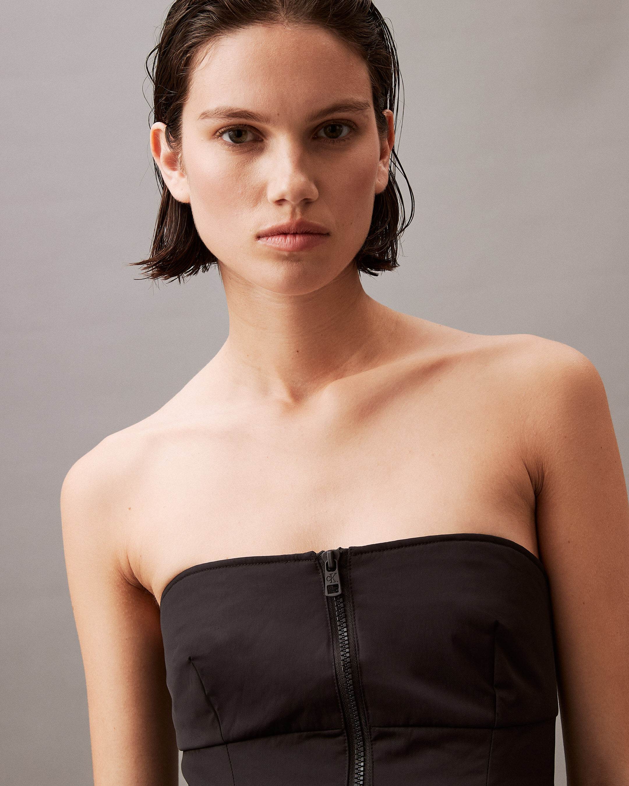 Padded Zip Bustier Top | black | Calvin Klein Taiwan
