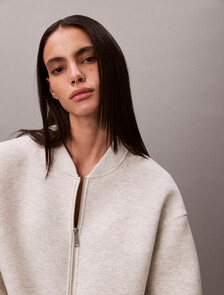 Oversized  Zip Bomber Jacket, BA01 Vanille Heather, hi-res