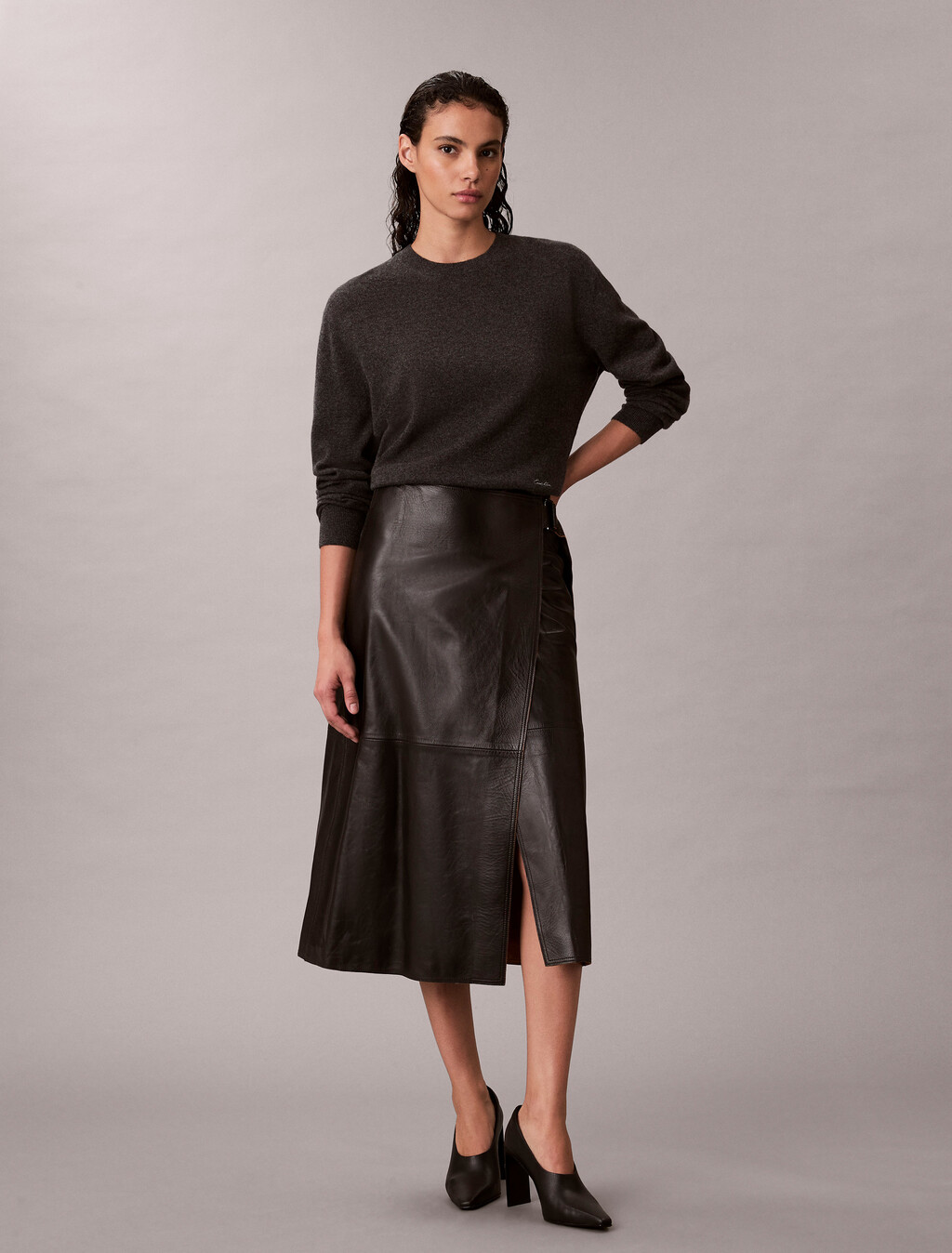 羊絨寬鬆毛衣, B65 Charcoal Grey Heather, hi-res