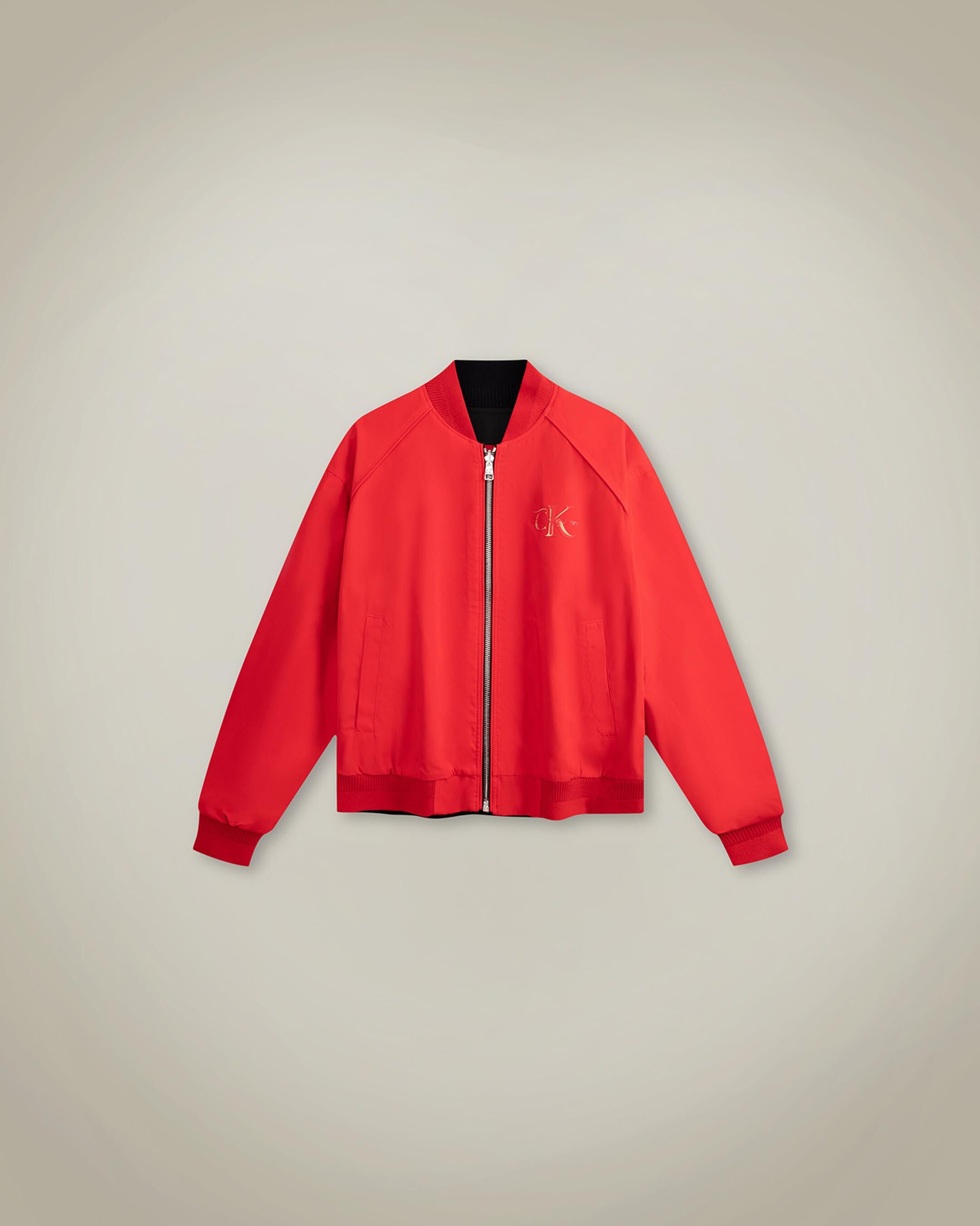 Calvin klein online red bomber jacket