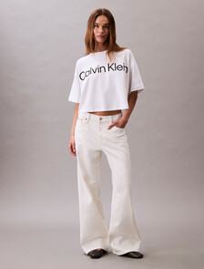 Logo Graphic Boxy Cropped T-Shirt, Brilliant White, hi-res