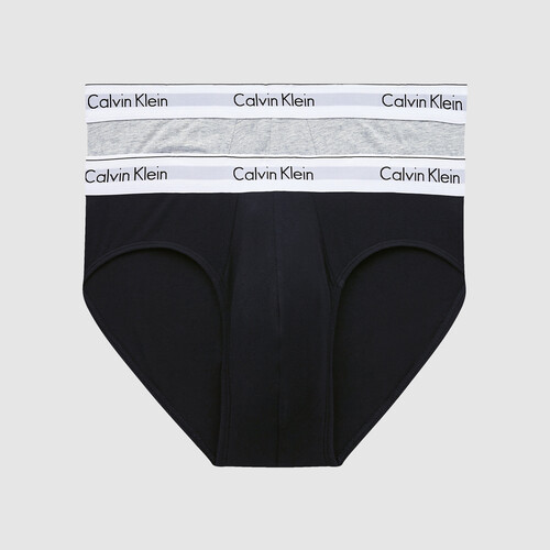 MODERN COTTON 彈力低腰三角褲（2 件組） 1 Grey Heather / 1 Black