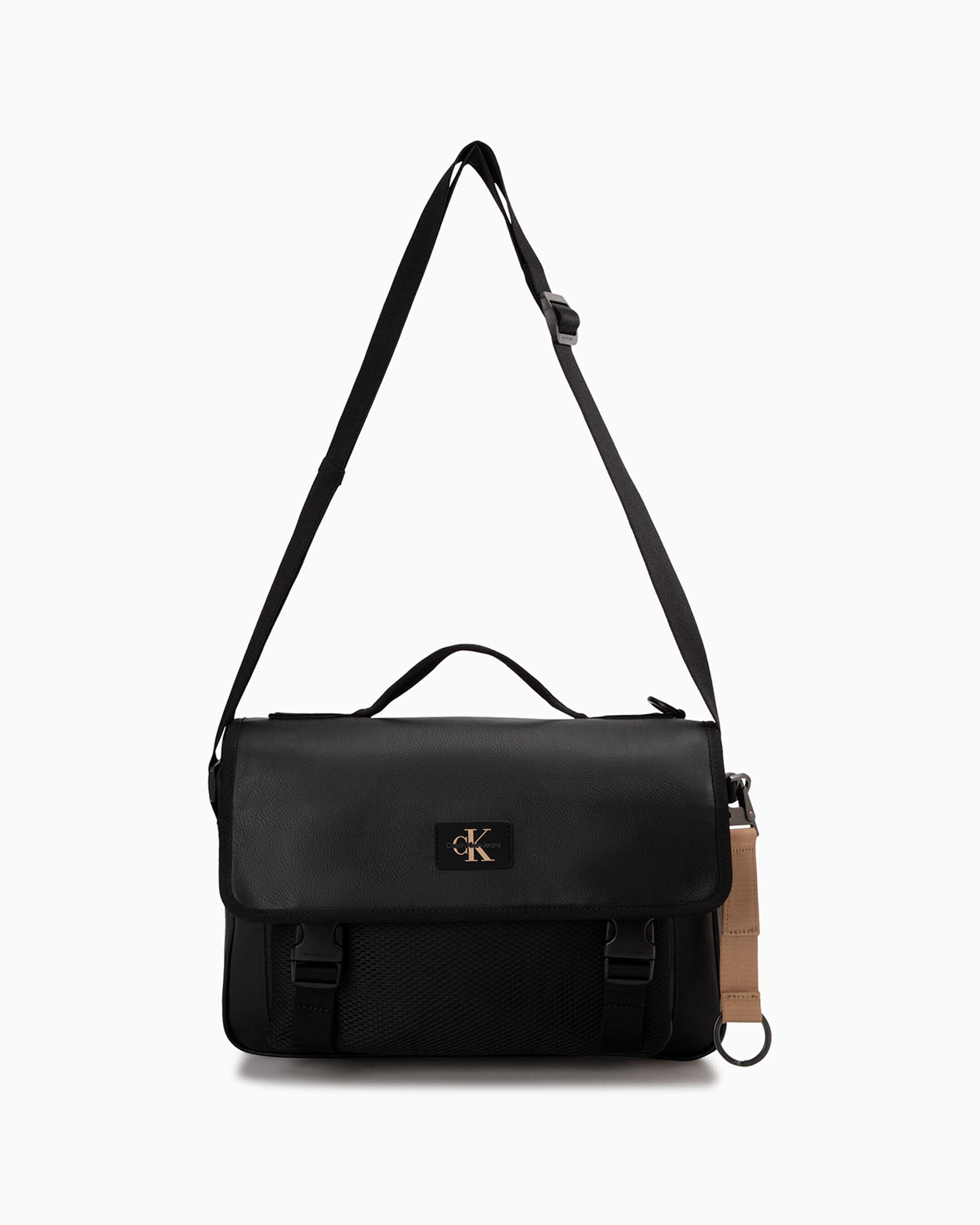 Calvin klein deals leather messenger bag