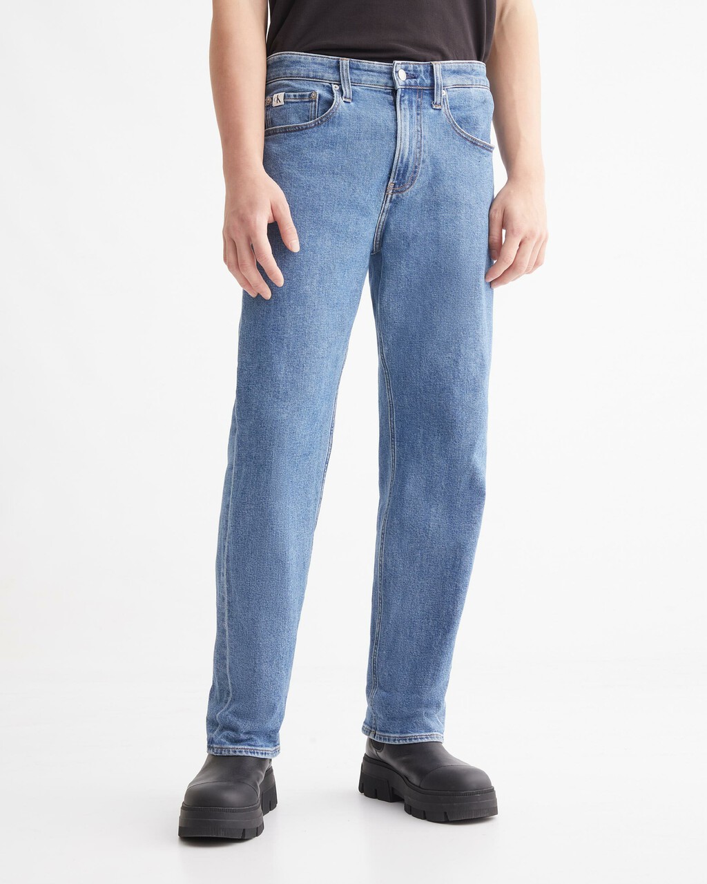 RECONSIDERED 90 年代直筒再生棉牛仔褲, Mid Blue, hi-res