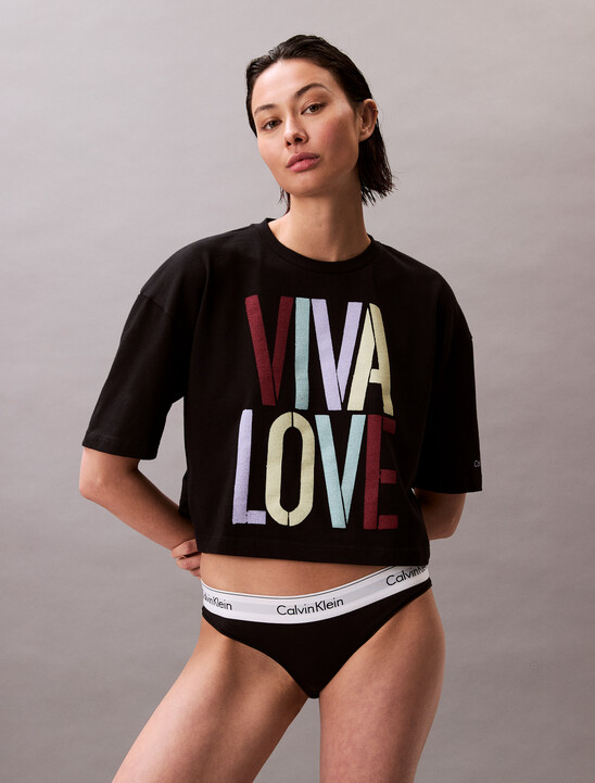 Pride Viva Love 印花圖案寬鬆短版 T 恤