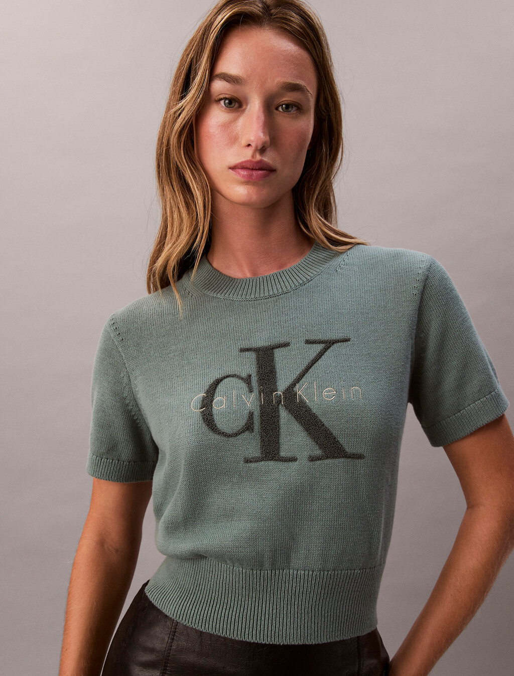 Monologo Cropped Jumper, Autumn Green, hi-res