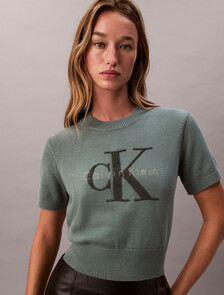 Monologo Cropped Jumper, Autumn Green, hi-res