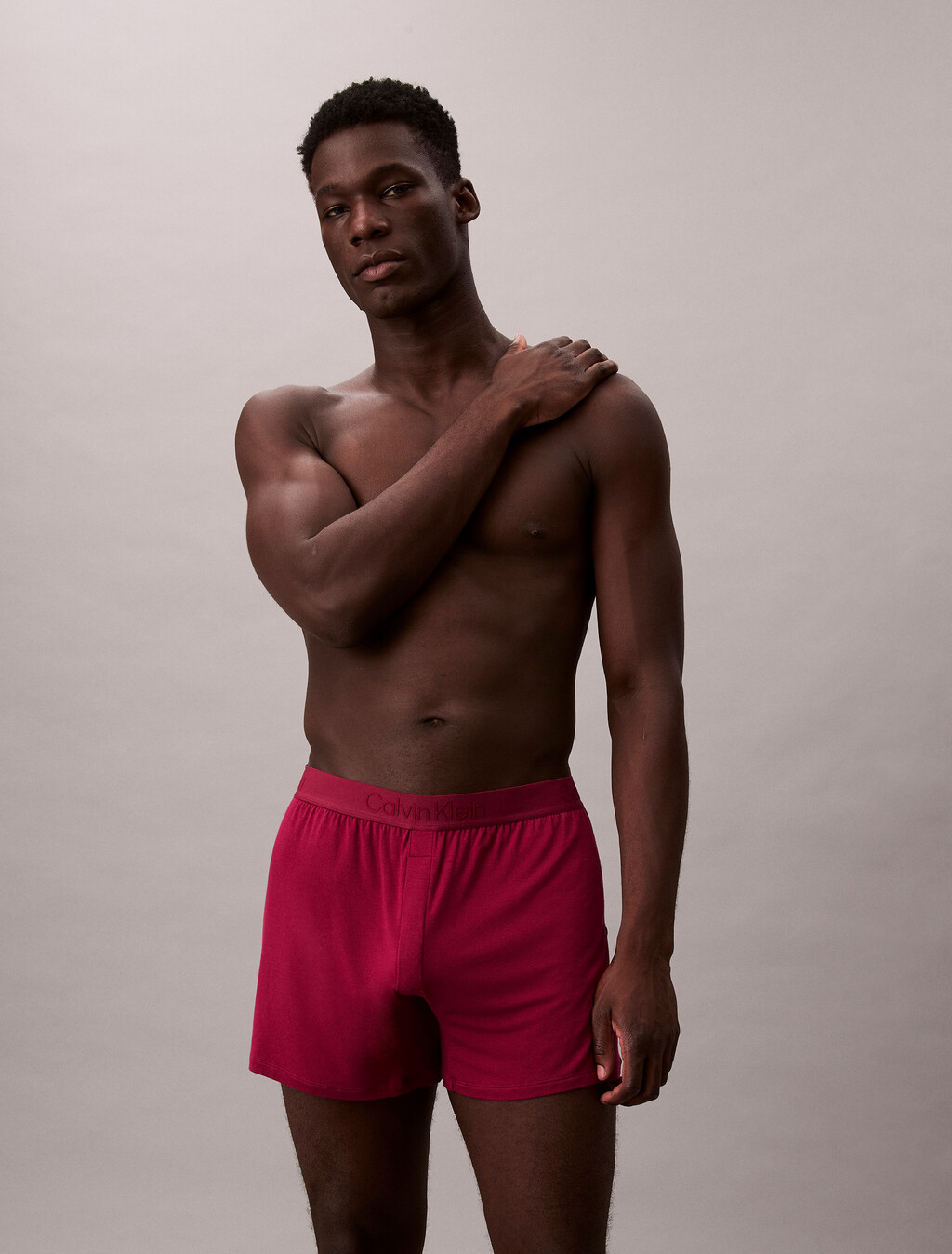 超柔莫代爾修身四角內褲, Beet Red, hi-res