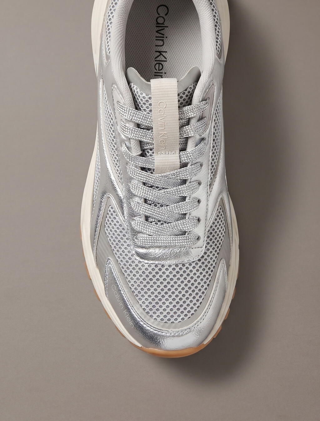 Metallic Mesh Hike Runner Sneaker, Silver/Dk Ecru/Light Gum, hi-res