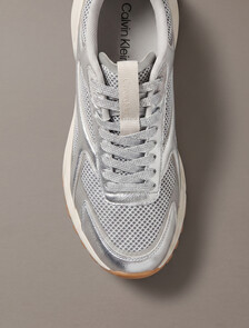 Metallic Mesh Hike Runner Sneaker, Silver/Dk Ecru/Light Gum, hi-res