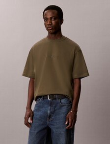 Calvin Logo Crew Neck Tee, Olive Night, hi-res