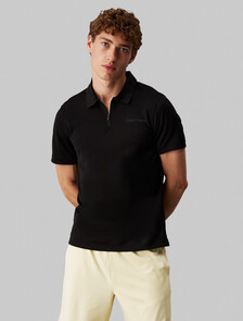 基本款拉鍊 Polo 衫, Black, hi-res
