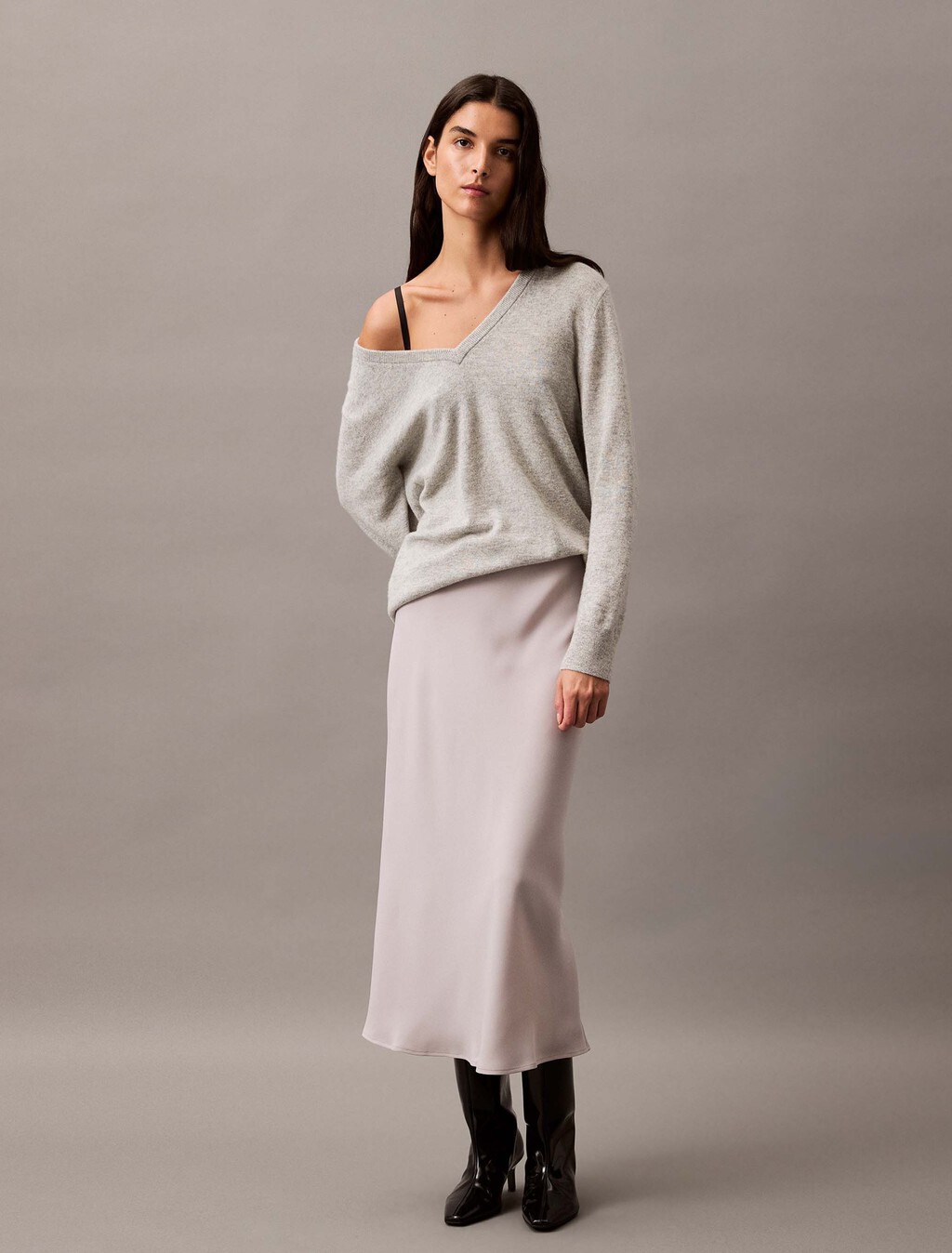 山羊絨 V 領毛衣, B10 Grey Heather, hi-res
