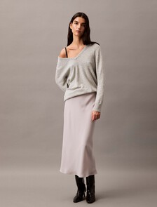 山羊絨 V 領毛衣, B10 Grey Heather, hi-res