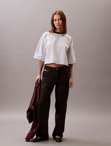 Striped Cropped Boxy Tee, 19005 CSW25S_W010+1_Brilliant White, hi-res