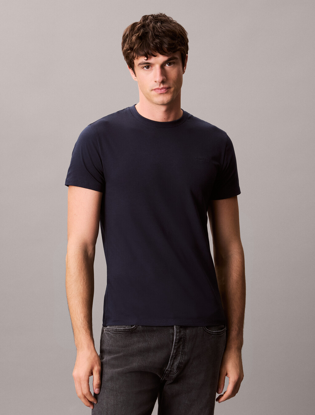 Stretch Cotton Slim Tee, Dark Sapphire, hi-res