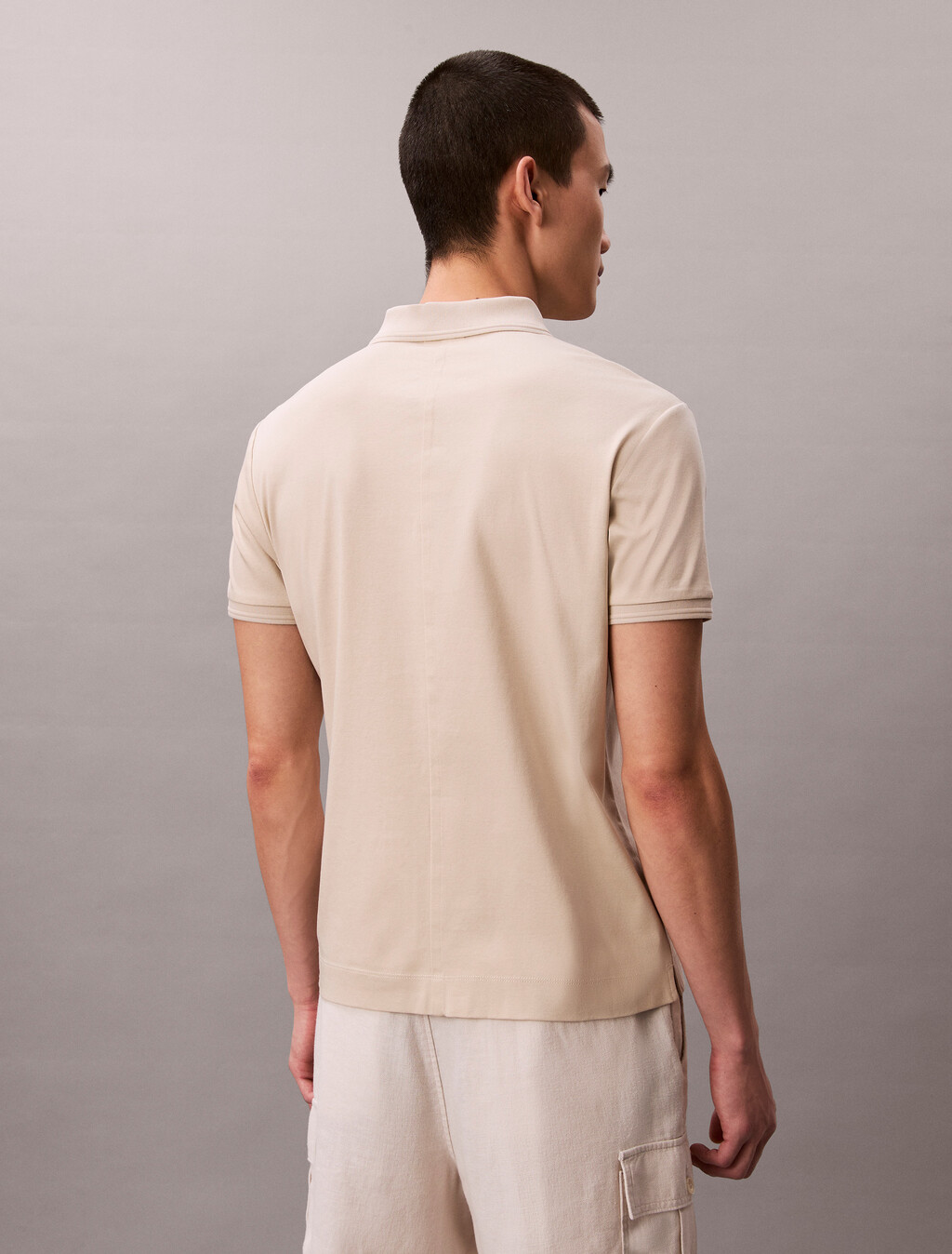 絲光棉修身 Polo 衫, Oatmeal, hi-res