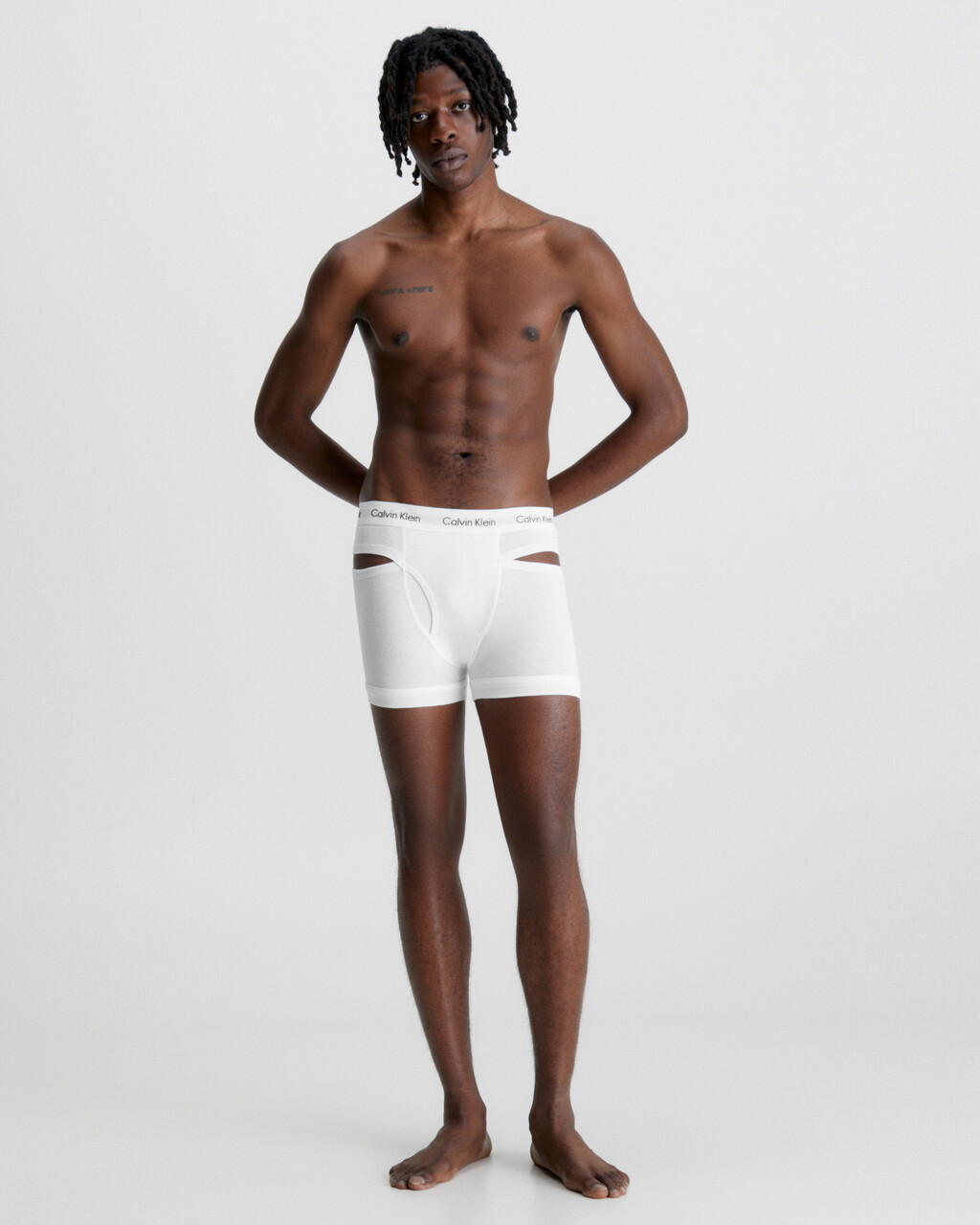 Deconstructed Cotton Stretch Trunks, White, hi-res