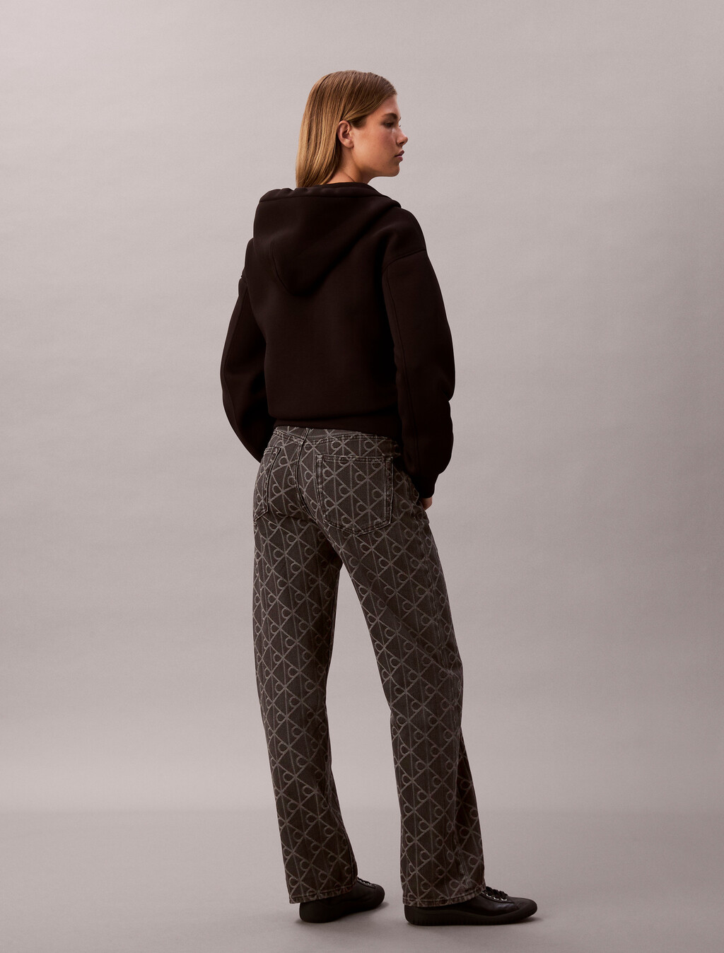 90 年代直筒黑色標誌提花牛仔褲, BLACK EMBLEM, hi-res