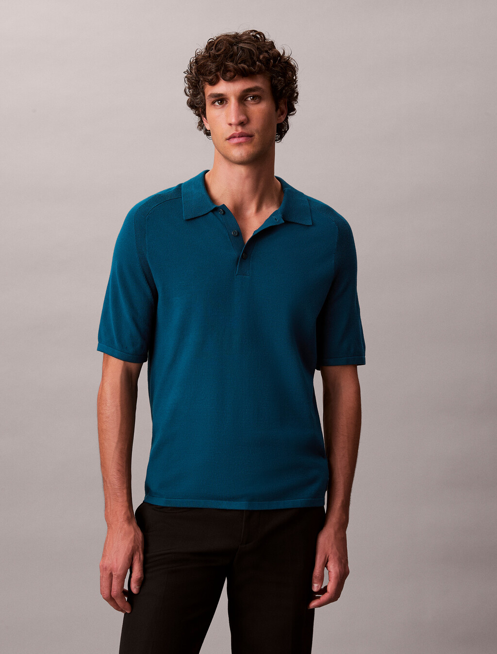技術針織人造絲 Polo 衫, Deep Sea Teal, hi-res