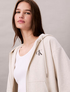 Monogram 棉質毛圈布連帽外套, Vanilla Heather, hi-res