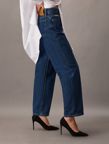 高腰寬筒版型, Denim Medium, hi-res