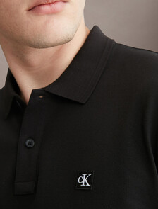 Ck Badge Slim Smooth Cotton Polo, Ck Black, hi-res