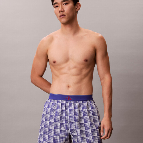 CK X Cotton Monogram 修身四角內褲 PIXEL GRADIENT BLUE RIVER FOG