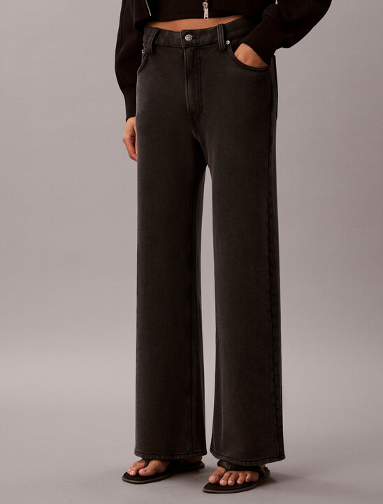 Cotton Terry Wide Leg Trousers