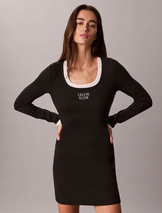 Logo Graphic Rib Mini Dress