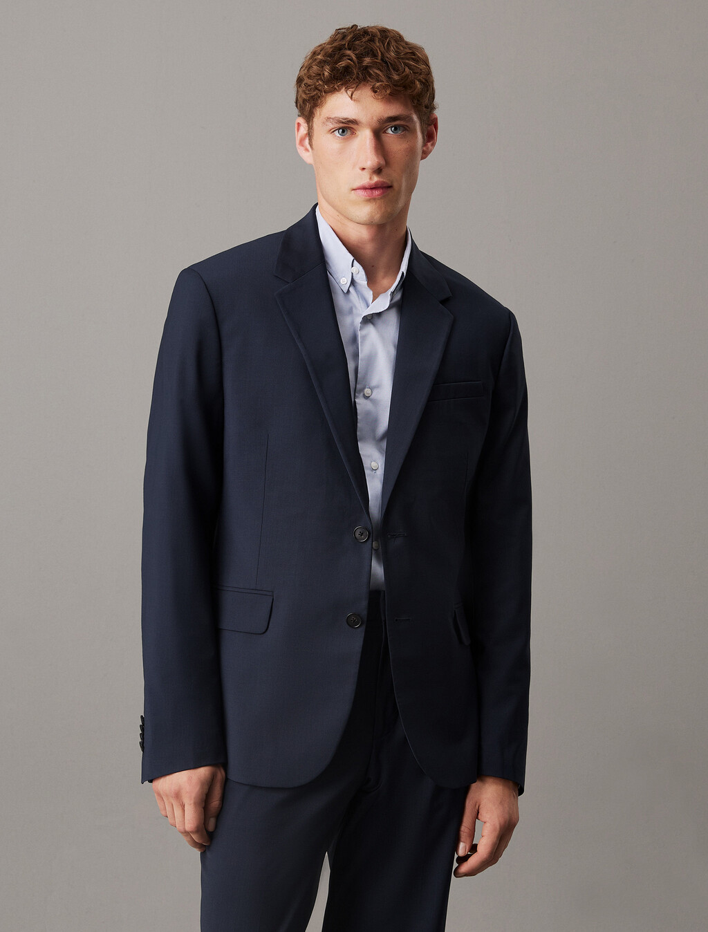 Refined Wool Blend Slim Blazer, Dark Sapphire, hi-res