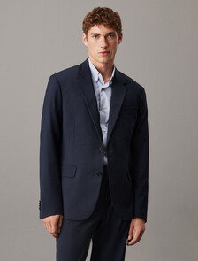 Refined Wool Blend Slim Blazer, Dark Sapphire, hi-res