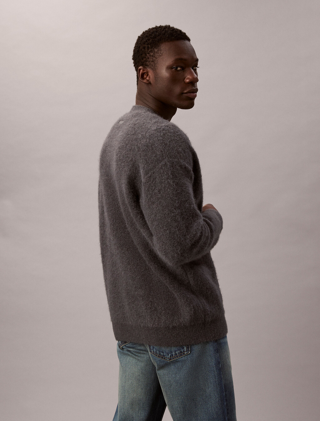 拉絨羊駝毛混紡開襟毛衣, Harlem Night Blue, hi-res