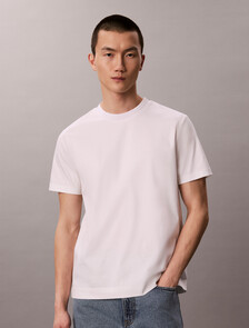 絲光雙面針織棉 T 恤, Bright White, hi-res