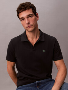 棉質珠地布 Polo 衫, Black, hi-res