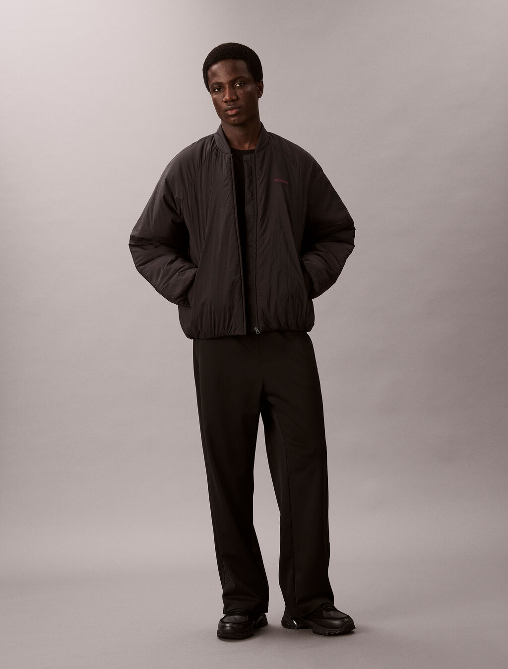 尼龍飛行員外套, Black, hi-res
