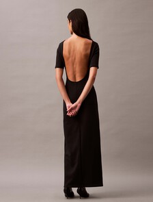 露背針織洋裝, Black Beauty, hi-res