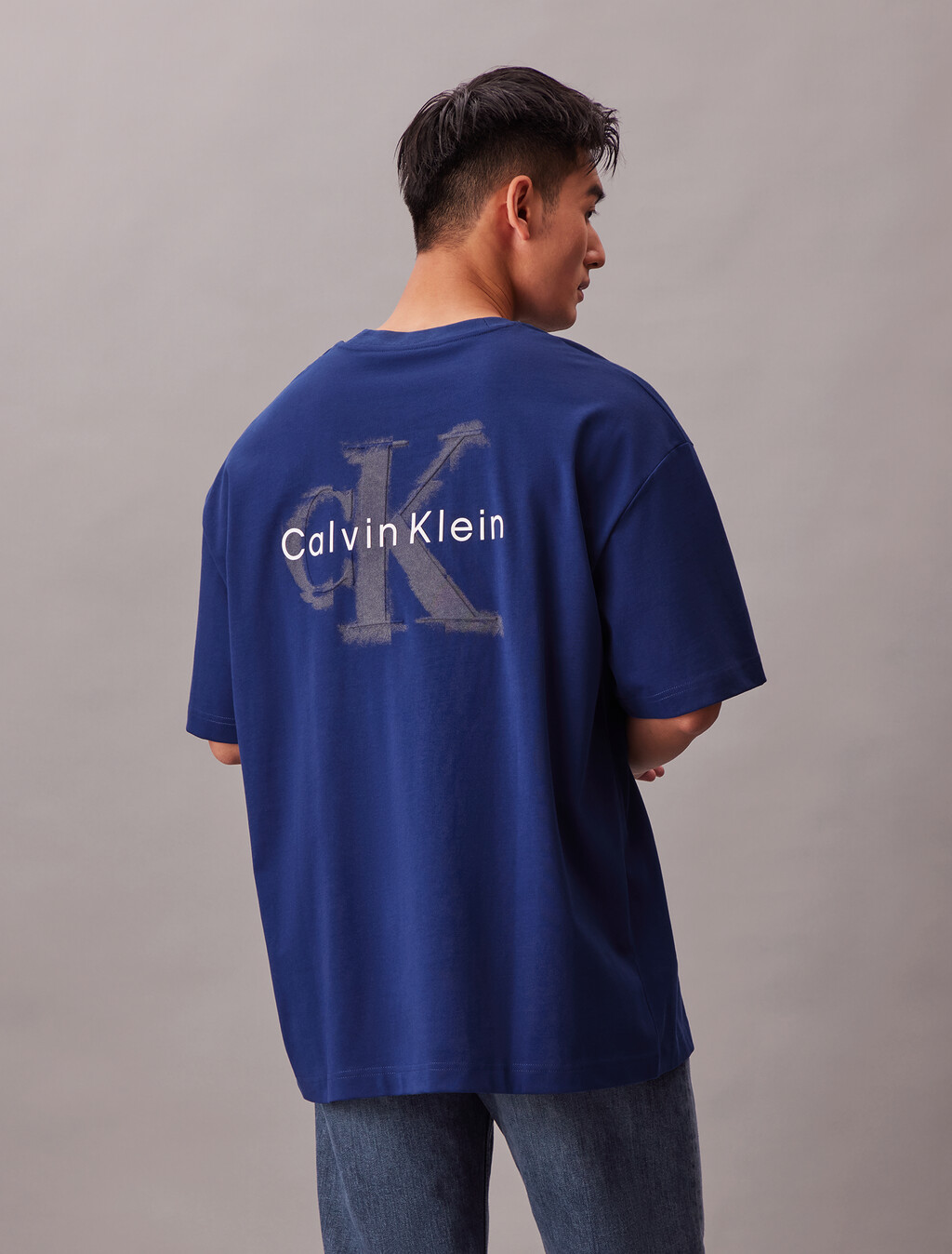 Oversized Embossed Monogram Tee, Blue Majesty, hi-res